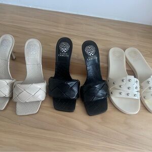 Vince Camuto Women's Black and Cream Heels & Cream Slide Sandals